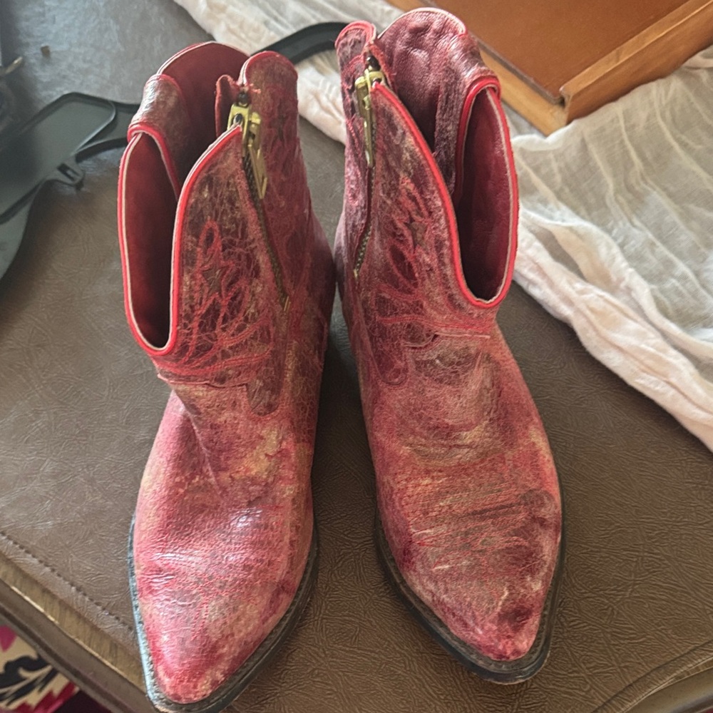 Red Western-Style Ankle Boots
